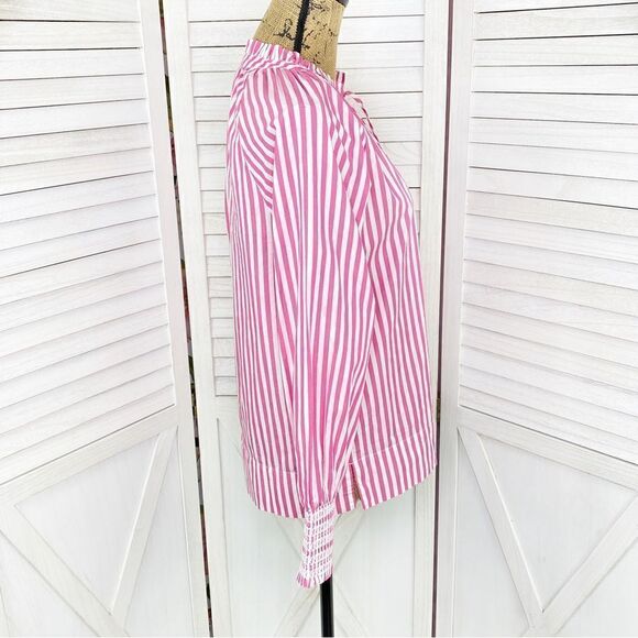 J. Crew Striped Smocked Cuff Popover Shirt Pink White XS - Picture 4 of 15